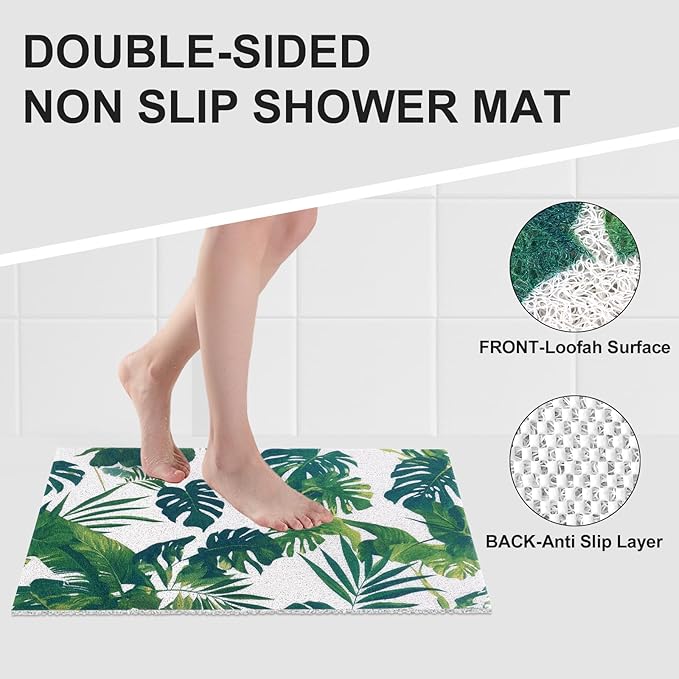 Extra Large Shower Mat: 24 X 36 Inch Stylish Shower Mats for Inside Shower - Soft PVC Loofah Trimmable Non Slip Shower Mat for Elderly, Quick Drying