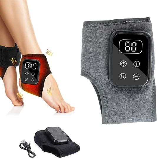 Triple Method Foot Massager with Heat & Enhanced Vibration, for Neuropathy Comfort and Circulation, Portable Home Massage for Pain Relief, Auto Shut-Off, Home Travel Use (Gray)