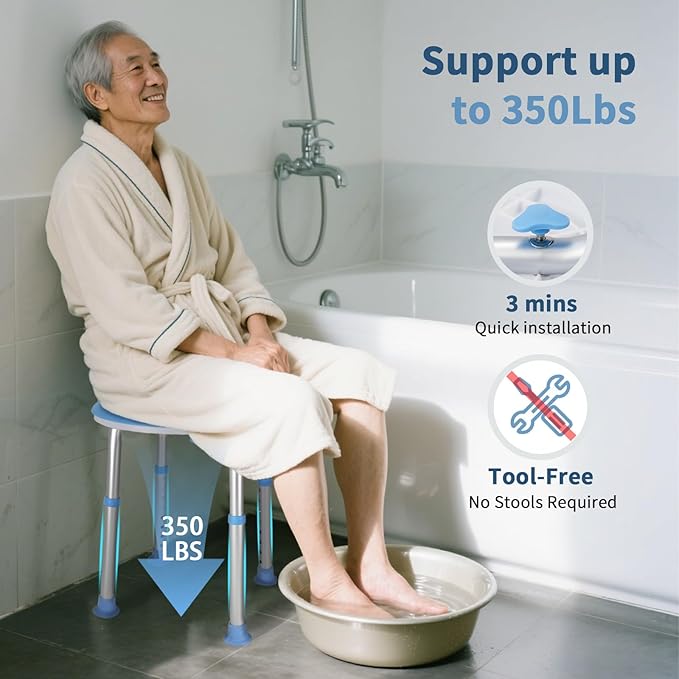 FSA/HSA Adjustable Swivel Bath Seat Shower Chair for Inside Shower, Shower Seat for Inside Tub Bathroom Bench Bath Chair for Elderly and Disabled,Eligible 350 lbs Adjustable Shower Stool