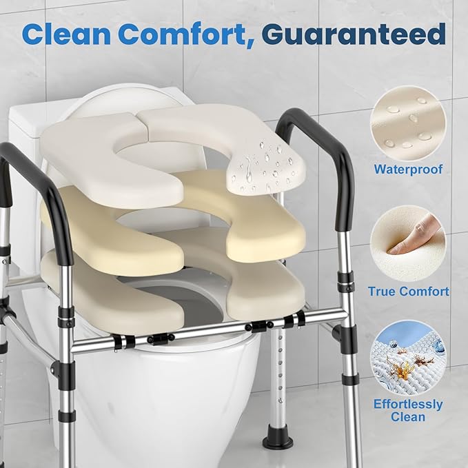 Toilet Seat Riser for Seniors, Raised Toilet Seat with Handles - FSA/HSA Eligible, Adjustable Height & Width, Supports 400 lbs - Universal Fit for Elderly, Handicap, Post-Surgery & Pregnancy