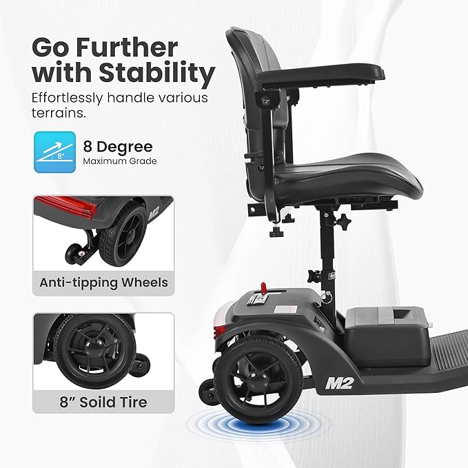 Eficentline Mobility Scooter for Seniors & Adults, Foldable Power Scooter with LED Lighting, Comfortable Seat, Safe Braking System – M2 Model, Black