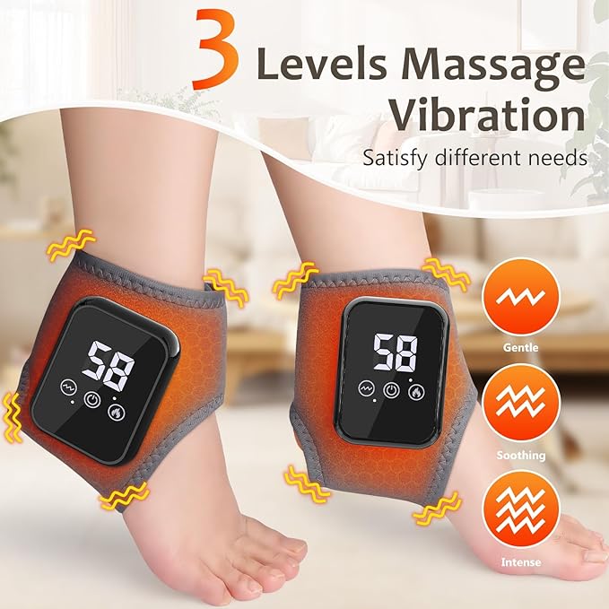 Foot Renew Triple Method Massager 2 Pcs 2026, 3 in 1 Foot Massager for Neuropathy with 3 Vibration Modes & 3 Heat Levels, Cordless & Portable Foot and Ankle Pad for Home/Office/Travel Use, Gray