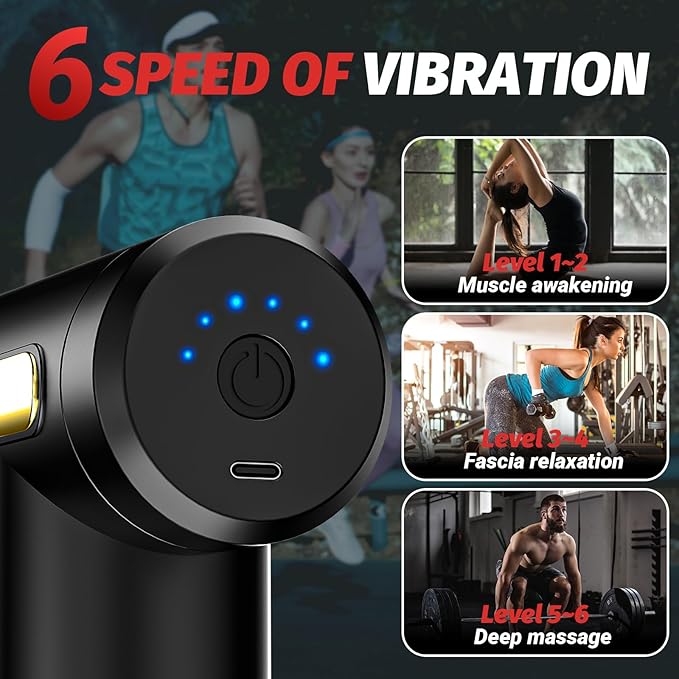 Brantefa Massage Gun, Small Travel Tool, Massage Gun Deep Tissue,Percussion Handheld Portable Muscle Massager Tool for Full Body Pain Relief, Ideal Gifts for Men, Women(Black)
