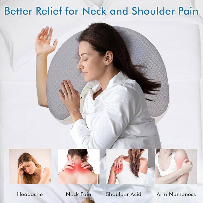 Side Sleeper Pillow for Adults, Ergonomic Memory Foam Pillow with Arm Hole for Neck, Rotator Cuff & Shoulder Pain Relief, Knee Pillow Between Legs, Shoulder Pillow Ideal for Left & Right Side Sleeper