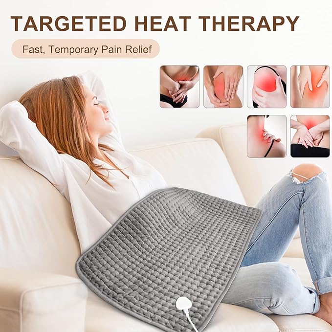 Moist Dry Heat Options, XL Electric Heating Pads, 9 Heat Settings, Machine Washable, Auto-Off