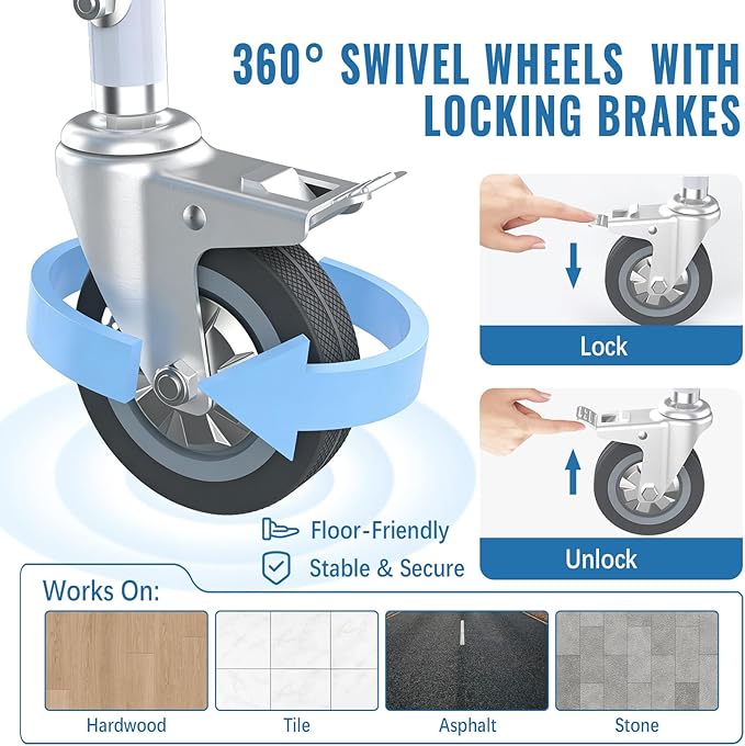 Bedside Commode Chair with 4 Lockable Wheels, 3 in 1 Wheelchair for Bathroom, Portable Toilet with Arms, Padded Seat, Footrests, Backrest for Elderly, Disabled Handicap & Seniors