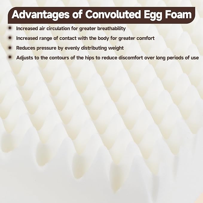 HOMBYS 5" Thick Egg Shaped Foam Recliner Chair Cushion for Elderly, Thicken & Extra Large Seat Cushion Cahir Pad for Couch, Armchair, Wheelchair for Easy to Stand Up & Reduce Hip & Lumbar Pain, Gray