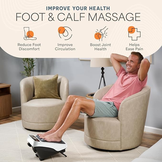 LifePro VibraFlow Foot Massager for Neuropathy - Relaxing Calf and Foot Therapy with Heat Option for Maximum Soothing Relief - Massager for Blood Circulation and Revitalization