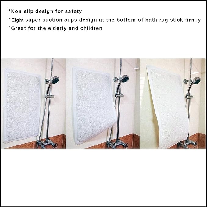 Huji Drain Away Slip-Resistant Shower Mat with 10 Super Suction Cups for Shower or Bathroom - Great for The Elderly and Children (2)