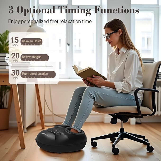 CuPiLo FSA Eligible HSA Foot Massager with Heat [Remote Control], Shiatsu Foot Massager Machine with 5 Compression Levels, Electric Feet Massager for Foot Pain Relief, Gifts for Elderly Senior Parents