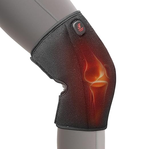 Heated Knee Brace, Cordless Knee Heating Pad for Arthritis, 3 Temperature Modes Knee Warmer, 3000mAh Battery Operated Knee Wrap for Men Women Seniors, Black(Single)