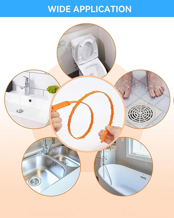 12 Pack Drain Clog Remover - Flexible Drain Snake for Effective Cleaning Hair and Debris in Sink or Bathtub, 19.6-Inch