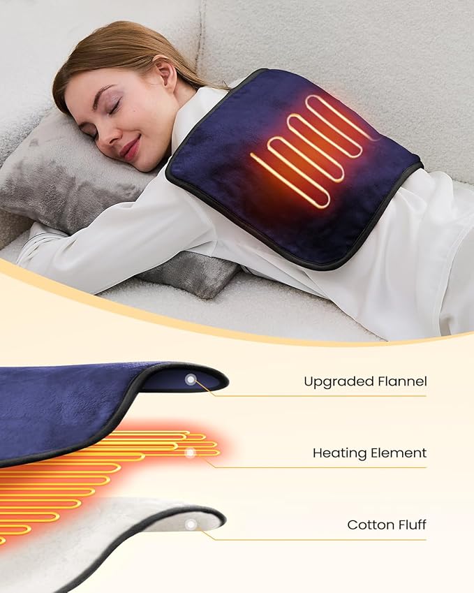 USB Heating Pad, Portable Heating Pad for Travel, 18"x 14" Small 5V Electric Heating Pad, Washable, 3 Heat Settings, Auto Shut Off, Heat Therapy for Period Cramps Back Pain Relief (Plug-in Only)