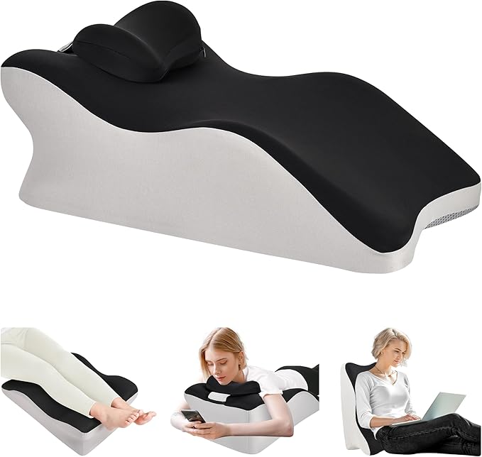 Aduken Reading Pillow for Bed, Adult Memory Foam Ergonomic Back Support Pillow for Sitting up, Prone Pillow Face Down Sleep, Wedge Pillow for Back Pain Relief