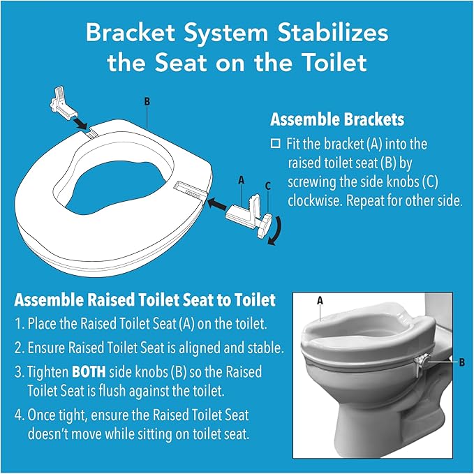 Carex Toilet Seat Riser, Elongated Raised Toilet Seat Adds 2.5 inches to Toilet Height, 300 Pound Weight Capacity Toilet Riser