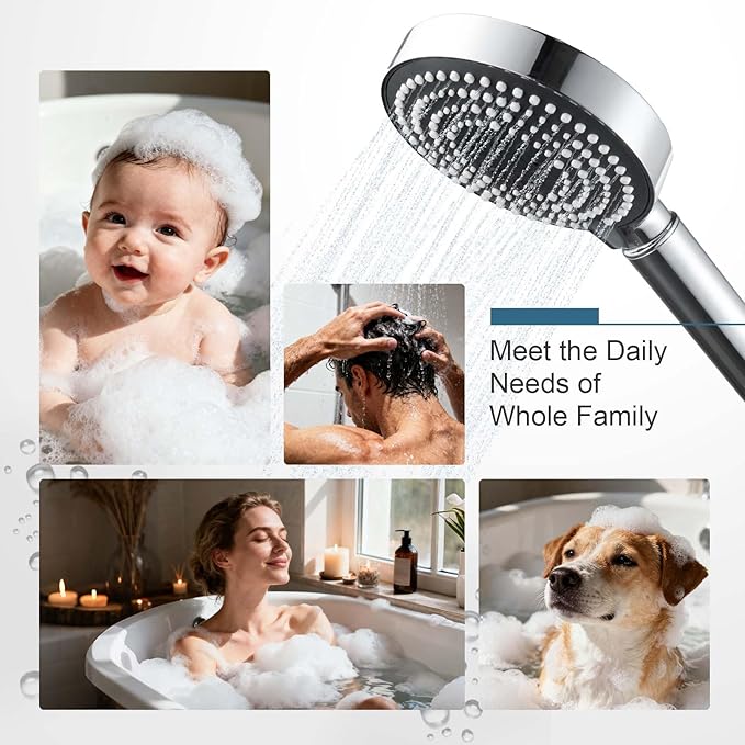 OFFO Filtered Shower Head with Handheld, 20 Stage Shower Head with Filters for Hard Water with 60" Stainless Steel Hose & Holder, 6 Modes High Pressure Shower Head to Remove Chlorine, Chrome