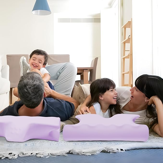 Cervical Pillow for Neck Pain Relief, Cooling Contour Memory Foam Pillows Support Odorless Ergonomic Neck Pillow Adjustable Orthopedic Bed Pillow for Side Back Stomach Sleeper with Pillowcase,Purple