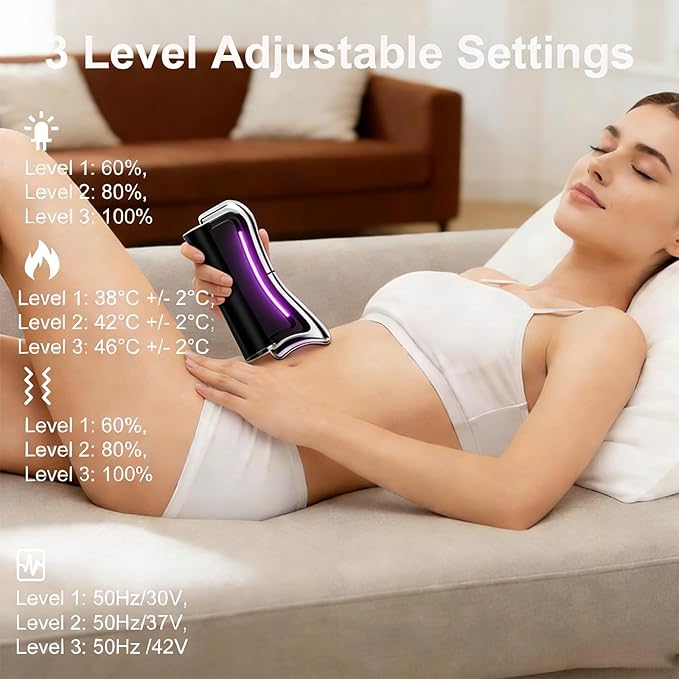 Heated Muscle Scraper Massage Tool,4 in 1 Electric Fascia Knife Gua Sha Tool for Whole Body Relaxation & Skincare with Light-Care 4 Modes 3 Levels, for Deep Tissue-Black