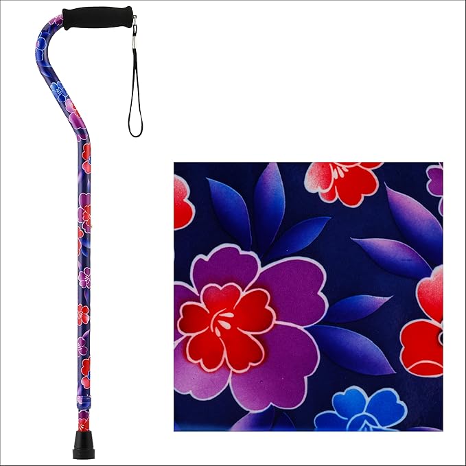 NOVA Offset Walking Cane for Seniors, Men & Women – Lightweight Adjustable Walking Cane with Soft Foam Grip, Wrist Strap, Anti-Rattle Lock & Non-Slip Tip – Stylish Mobility Aid