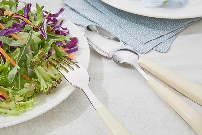 ANNOVA Silverware Set Stainless Steel Colorful Handle Tableware Kitchen Flatware Set Utensils, Includes Dinner Knives, Forks, Spoons, Salad Forks & Dessert Spoons (Cream, 20 Pieces)