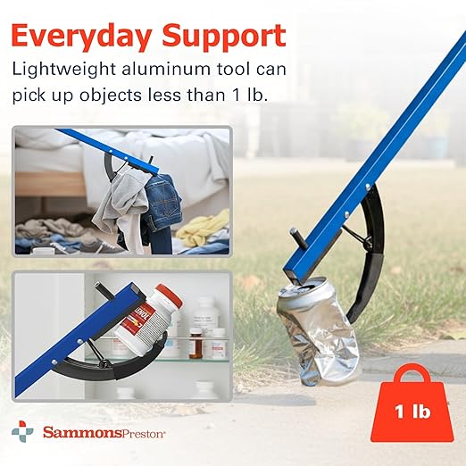 Sammons Preston Reacher, 26" Lightweight Grabber Reacher Tool with Magnetic Tip, Ergonomic Grip & Claw Jaw, Portable Reaching Aid for Seniors, Daily Living & Home Use, Standard Blue, 3 pack