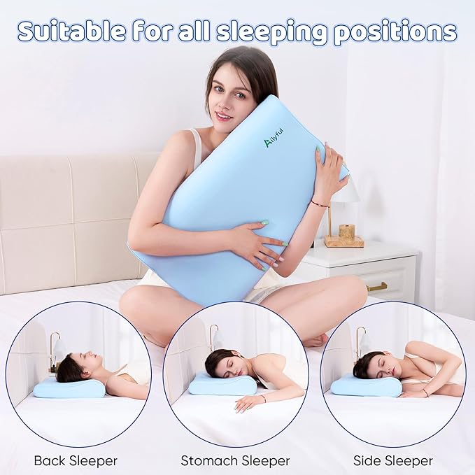 Memory Foam Pillows, Patented Ergonomic Cervical Pillow for Neck Pain Relief, Comfortable and Breathable Cooling Pillow, Bed Pillow for Side, Back and Stomach Sleepers