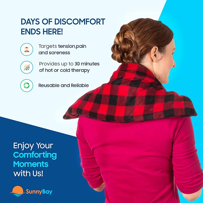 SunnyBay Extra Large Microwave Heating Pad, Microwavable Heavy Weighted Full Body Moist Hot Pack and Washable Fleece Cover, 10x24 Inches, 2.8 lbs, Buffalo