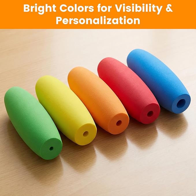 EVA Foam Grip Tubes for Utensils - 5 Sizes & 5 Colors - Adaptive Handles for Arthritis, Elderly & Disabled - Improve Grip Comfort for Eating Utensils, Brushes & Tools (1" x 3.5")