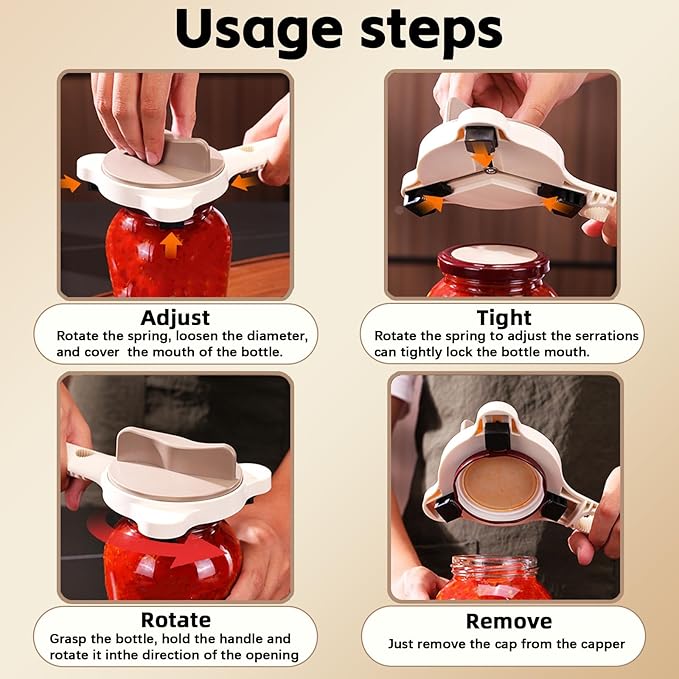 Lid Opener Jar openers for seniors – Stainless Steel Adjustable Lid Remover, Easy Grip Handle Jar Opener for Seniors with Arthritis, Fits Jars, Bottles & Cans, Mothers Day Gifts – New Kitchen Gadgets