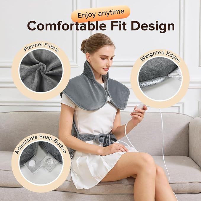 Mothers Day Gifts & Birthday Gifts for Wife Women Men Mom, Electric Weighted Pad for Neck Back Shoulder Pain Relief, 25"x37" Large Full Body Heating Pad for Menstrual Cramps - 5 Heat Levels/Snug Fit