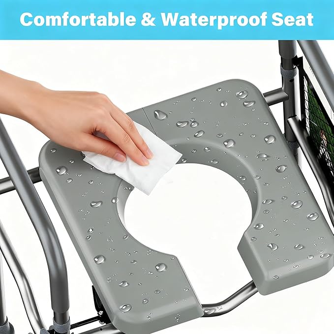 400lb Toilet Seat Riser for Seniors, Handicap Elevated Raised Toilet Seat with Handles, Adjustable Height & Width for Elderly, Pregnant, Fit Any Toilet