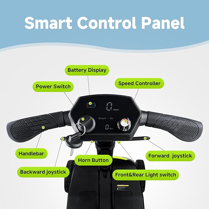 SCOOTNGO Mobility Scooters for Seniors, 4 Wheel Foldable Lightweight Airline Approved Mobility Scooter for Adults, Dual Batteries, Portable, No Assembly Needed (Black Red, with Folding Trailer)