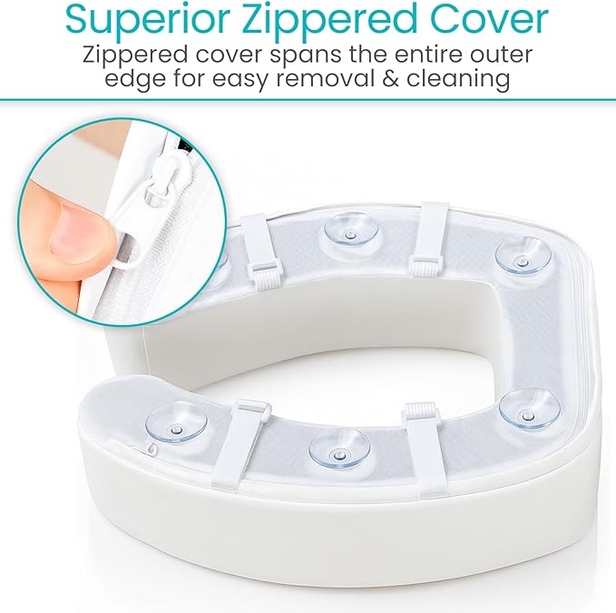 Vive Toilet Seat Cushion (Soft Cushioned Foam) - Easy Clean, Padded Bathroom Attachment - Elongated, Standard Seats - Comfort & Support Donut for Handicap Adults