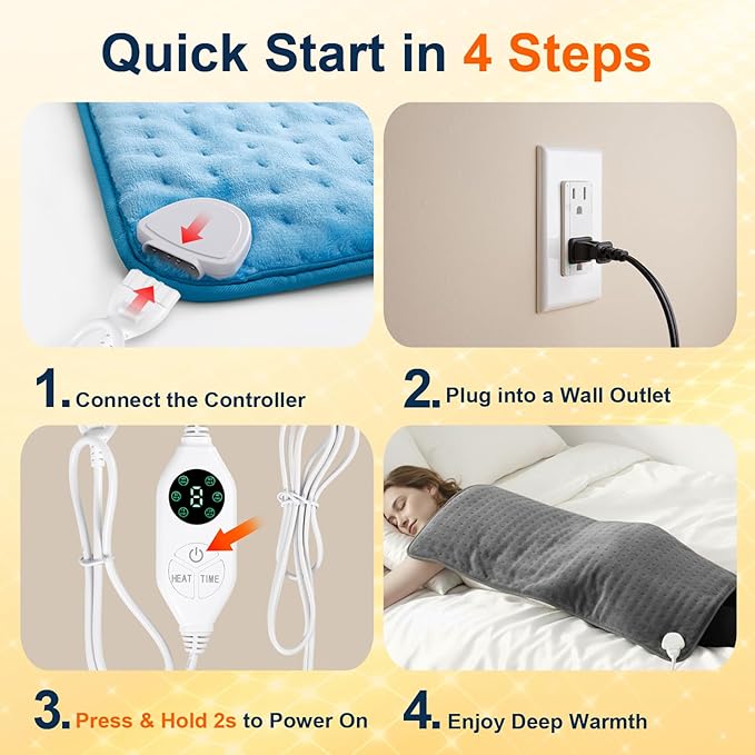High-Heat Boost & Rapid Heat Up XL Heating Pad 40"x20" for Back/Neck/Shoulder Pain Relief, Full Body Electric Pad for Period Cramps/Sore Muscles, Deep Moist Heat (Summer Night Grey, 40"x20")