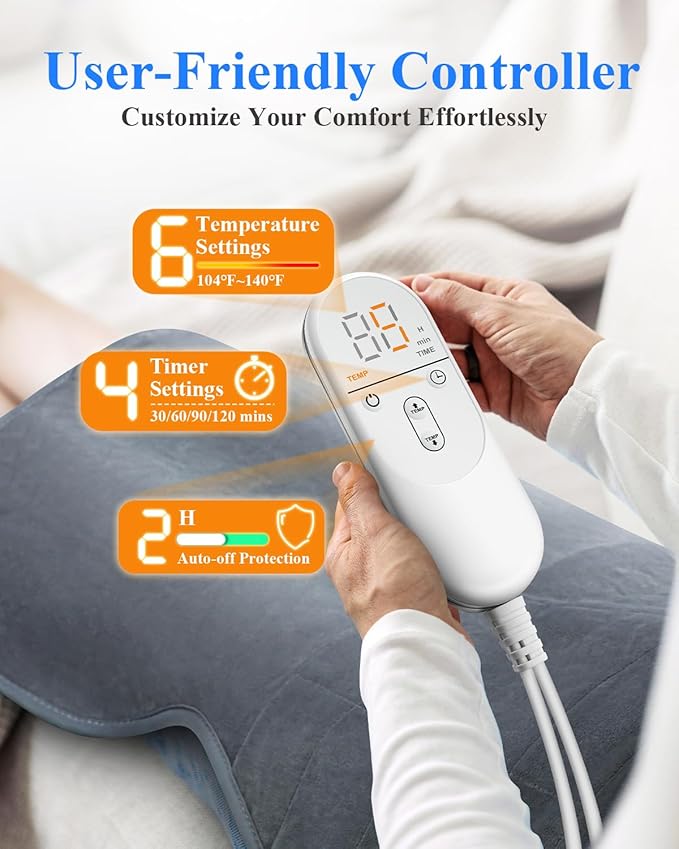 Weighted Heating Pad for Neck and Shoulders and Back, Mothers Day Gifts for Mom Wife, 22"x37" Large Heat Pad for Pain Relief and Daily Relaxtion, 6 Heat Levels 4 Timers, Auto-Off, Gifts for Women Men
