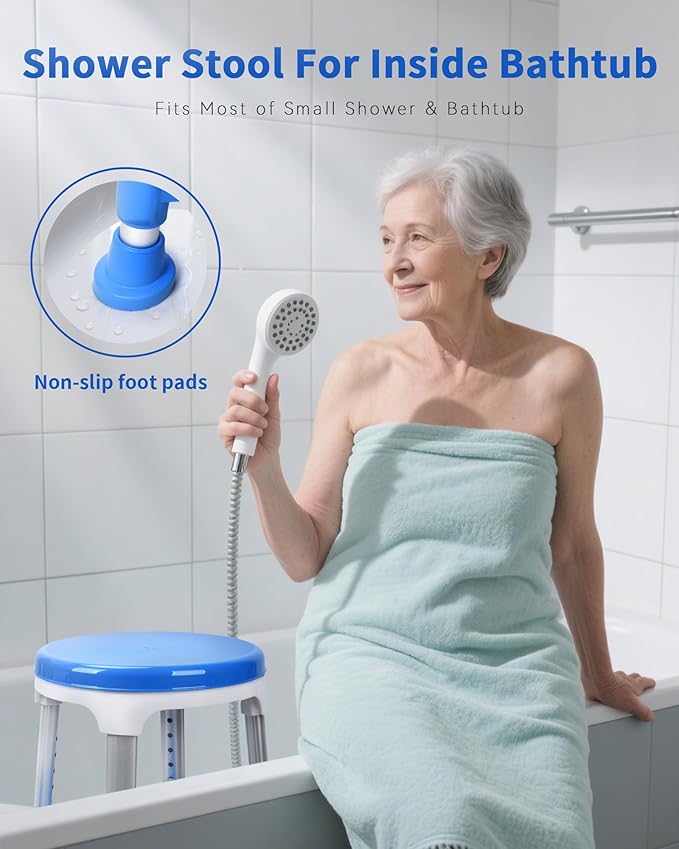 Sangohe Shower Chair for Inside Shower, 360 Swivel Shower Stool, Height Adjustable Shower Stool for Elderly and Disabled, 400 lbs Heavy Duty Shower Seat for Seniors, 797E