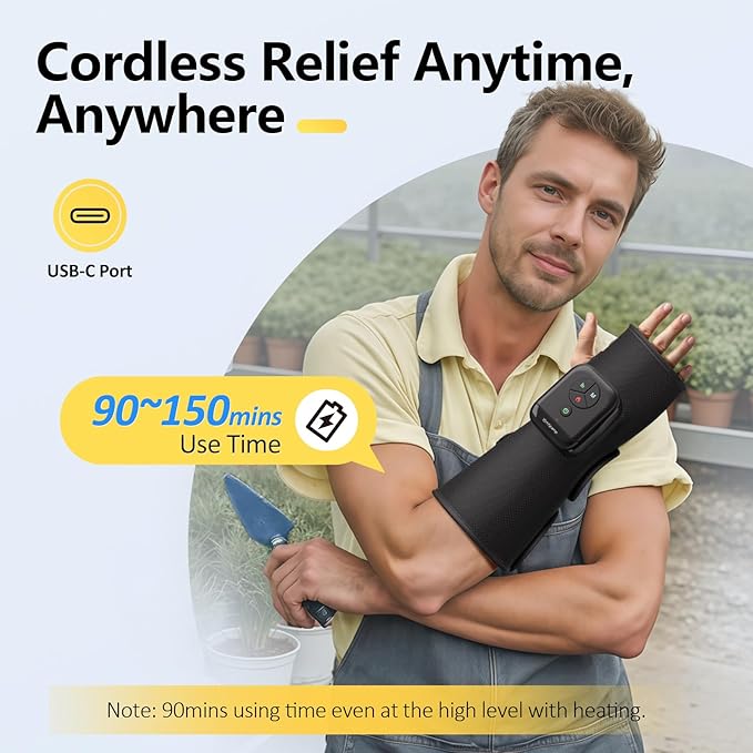 Comfytemp Air Compression Hand and Wrist Massager with Heat, FSA Eligible HSA, Portable Forearm Massage Sleeve for Circulation and Pain Relief, Ideal for Mom Dad Seniors