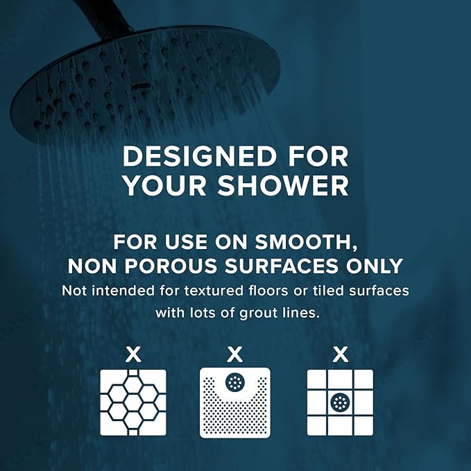 SlipX Solutions Power Grip Round Vinyl Standard Shower Stall Mat, 23” Round, Non-Slip for Elderly & Kids Bathroom, Essential Coverage, Drainage, 160 Suction Cups, Retro Style (1, Clear)