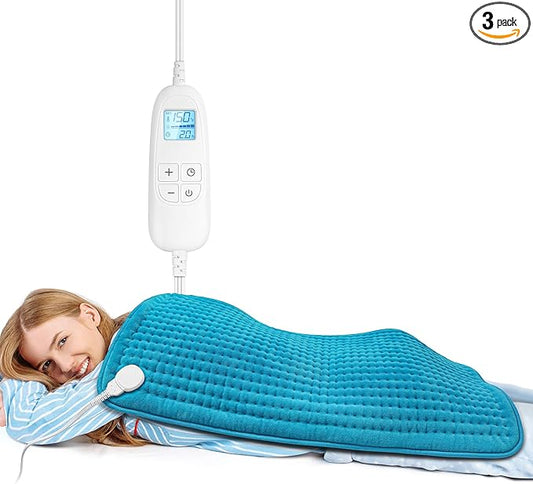 FluffyWarmth Electric Heating Pad for Back, Extra Large 17''x 33'' XXXL for Full Body,Menstrual Period Cramps,Neck Shoulder Back Pain Relief, 6 Heat Settings 4 Timers Heating Pad, Gifts for Women Men