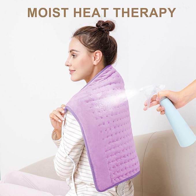 Deepsoon Heating Pad,Electric Heating Pads for Back,Neck,Moist Heating Pad for Abdomen Shoulder Knee Legs,Dry/Moist Heat&Auto Shut Off,Mother's Day Birthday for Men and Women,Light Purple,24x20 Inch