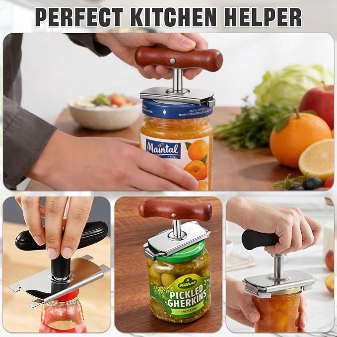 2 Pack Jar Opener -Cap Crack Jar Opener for Seniors and Weak Hands,Multifunctional Adjustable Jar Opener,Heavy Duty Stainless Steel,Easy Twist to Open Stubborn Jar and Bottle Lids