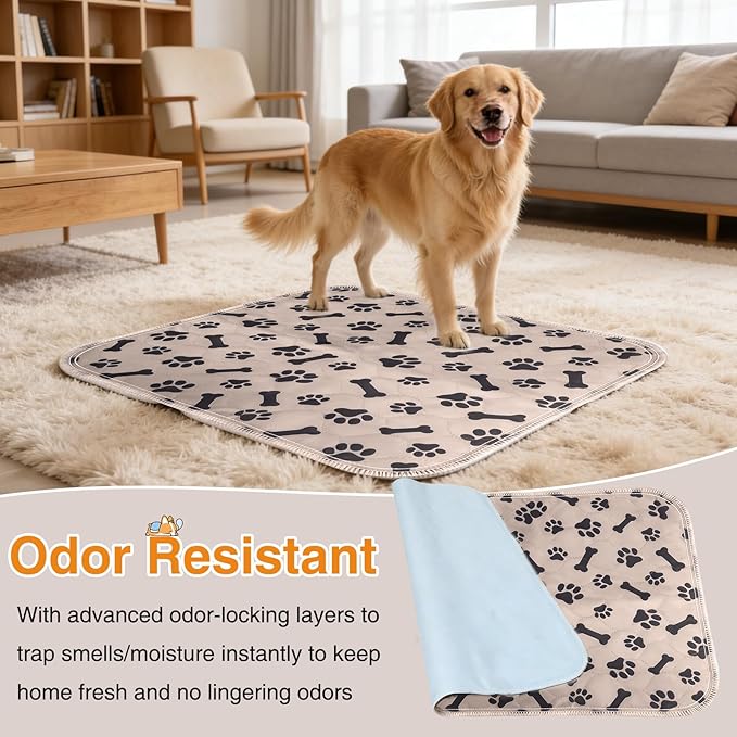 Puppy Pee Pads for Dogs,Upgraded Reusable Puppy Pads with Pheromones,Washable Pet Pads for Dogs & Cats,Durable Leak-Proof & Anti-Slip Pet Training Pads for Home & Travel (Brown-Medium)