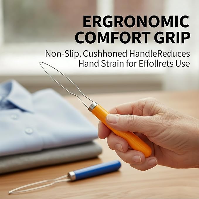 2 Pcs Button Hook Dressing Aid with Comfort Grip Handle - One Hand Button Helper for Arthritis, Seniors & Independent Living (Random Colors)
