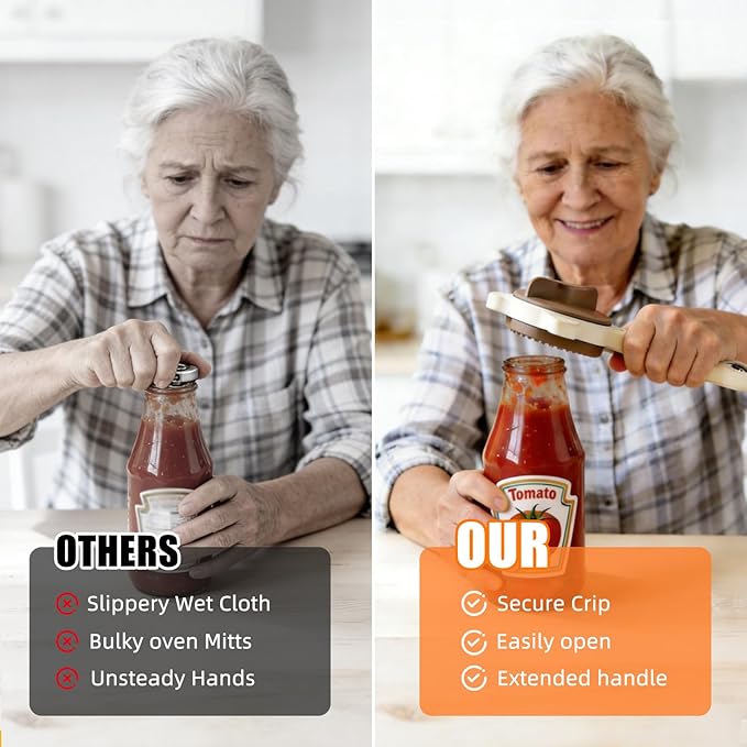 Jar Opener for Seniors,4-in-1 Adjustable Multi-Function Bottle Opener,Suitable for Sauce Jars,Bottles and All Types of Canned Foods