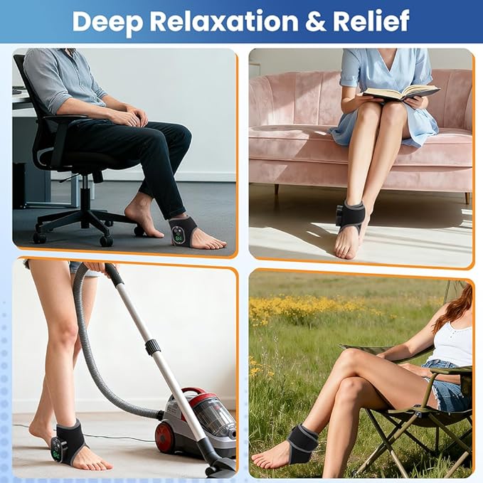 Cordless Foot Massager with Heat,3000mAh Portable Ankle Warmer Wrap,Ankle Brace 4 Heat & 3 Vibration Levels, Rechargeable Foot Relax for Men Women, Gift for Elderly