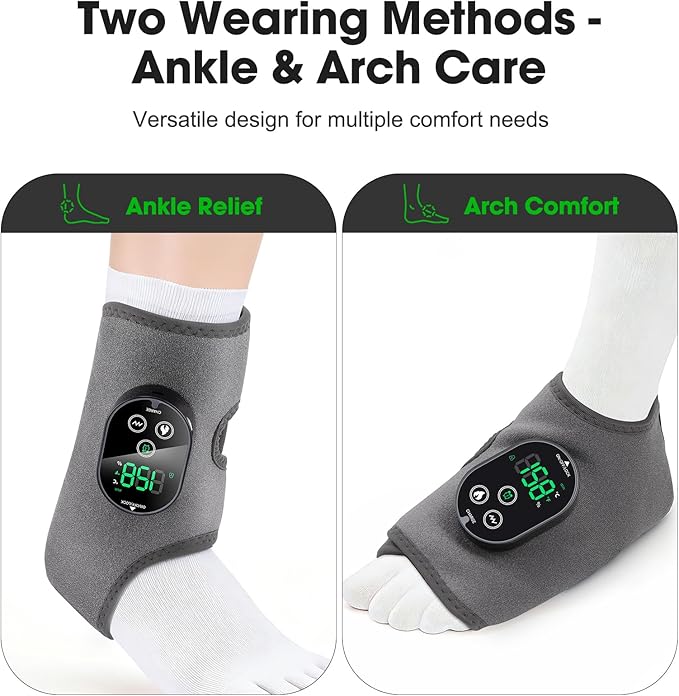 2PCS Cordless Ankle Massager for Pain Relief, Feet Massager, Foot Massager for Neuropathy, Ankle Heating Pad, Foot Heating Pad, Ankle Foot Massager, Grey