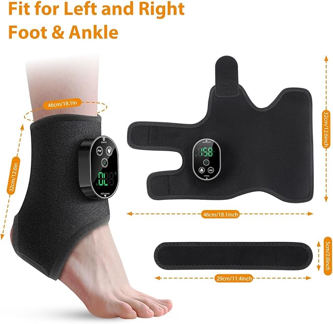 Cordless Ankle Massager with Heat, Neuropathy Foot Massager Ankle Heating Pad Wrap for Pain Relief 6 Heats 3 Vibrations, Timer & Auto Shut Off