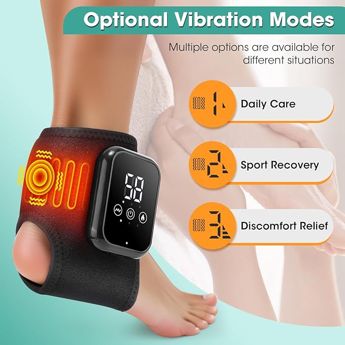 Foot Massager for Neuropathy, Rechargeable Ankle Heating Pad with Massage for Circulation, Foot and Ankle Massager for Pain Relief, Suitable for Reduce Fatigue and Plantar Fasciitis, Travel & Home Use