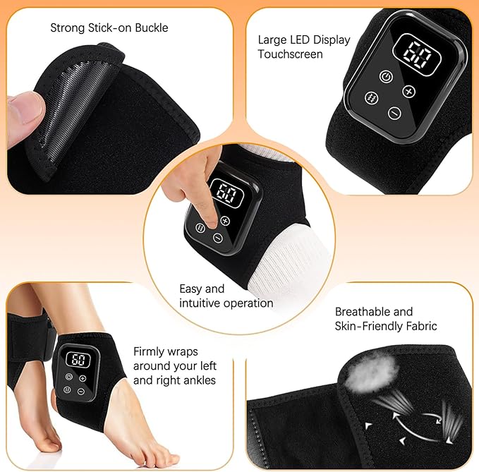 Triple Method Foot Massager with Heat & Enhanced Vibration, for Neuropathy Comfort and Circulation, Portable Home Massage for Pain Relief, Auto Shut-Off, Home Travel Use (Black)