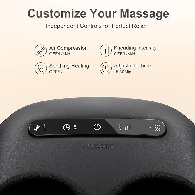 Nekteck Foot Massager with Heat [2026 Upgraded], Electric Shiatsu Foot Massage Machine for Circulation, Plantar Fasciitis & Neuropathy, 3 Intensity Levels, FSA Eligible Gifts for Men & Women